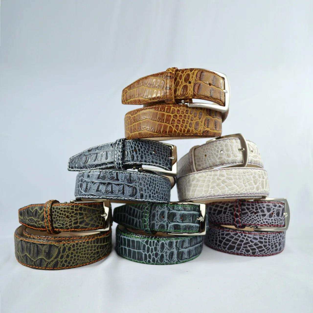 Antique Faux Crocodile Belt - Shadow - 40mm