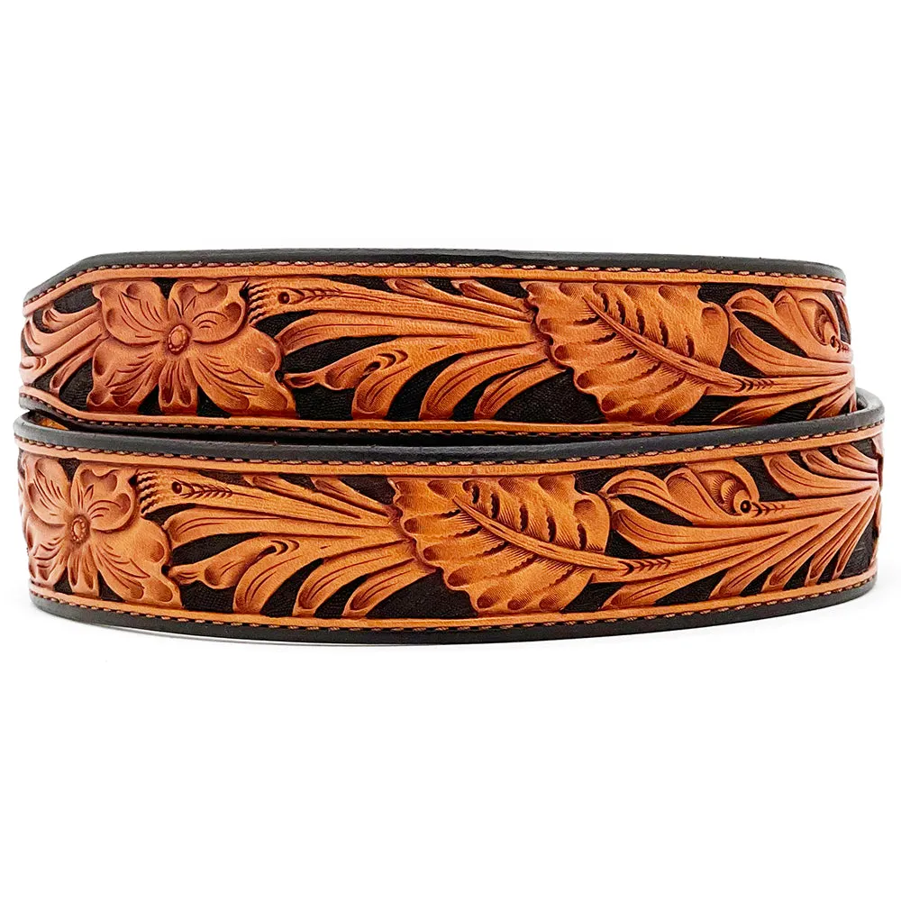 Antique Ultimate Floral Carved Western Leather Belt Straps