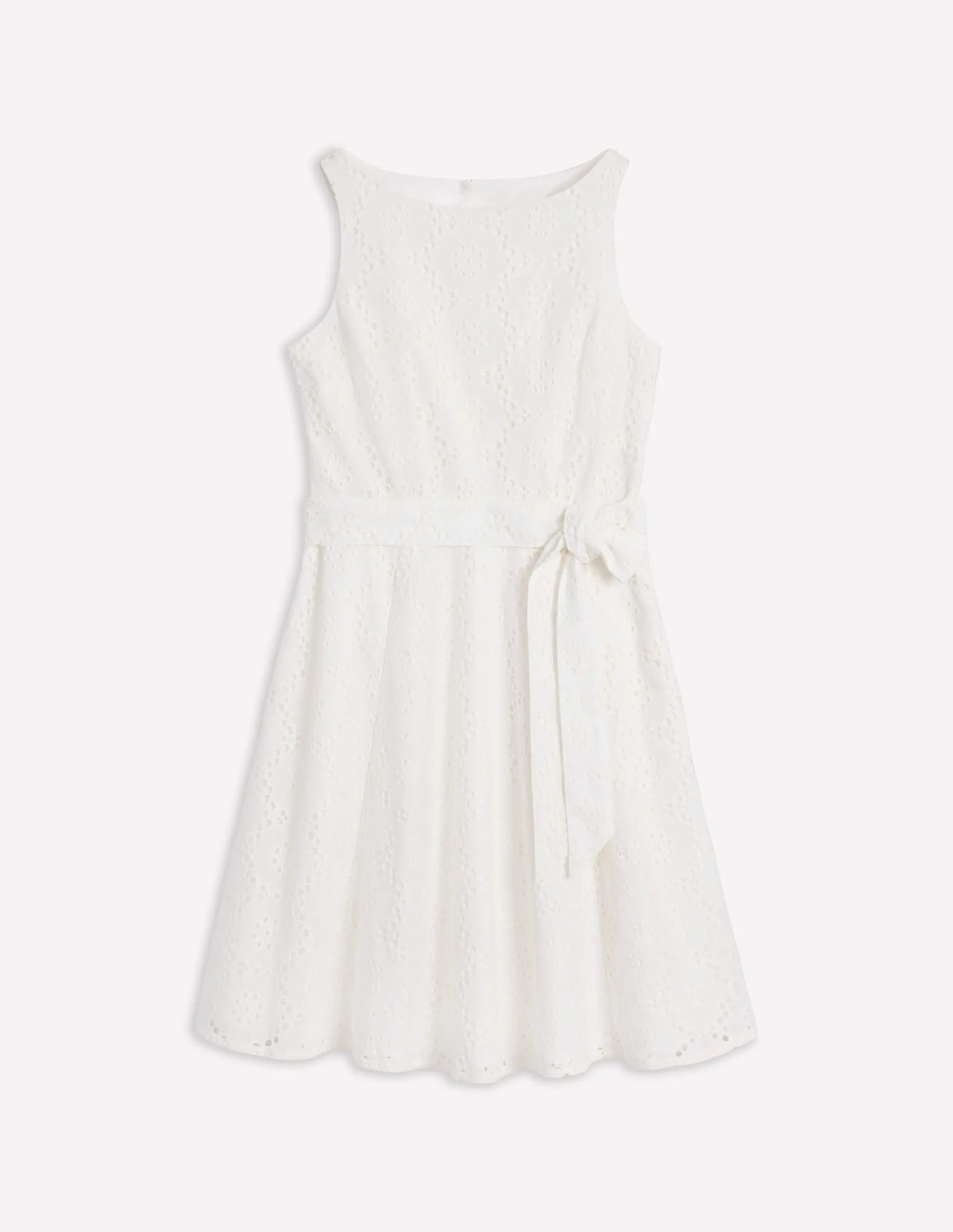 Anya Sleeveless Broderie Dress-White