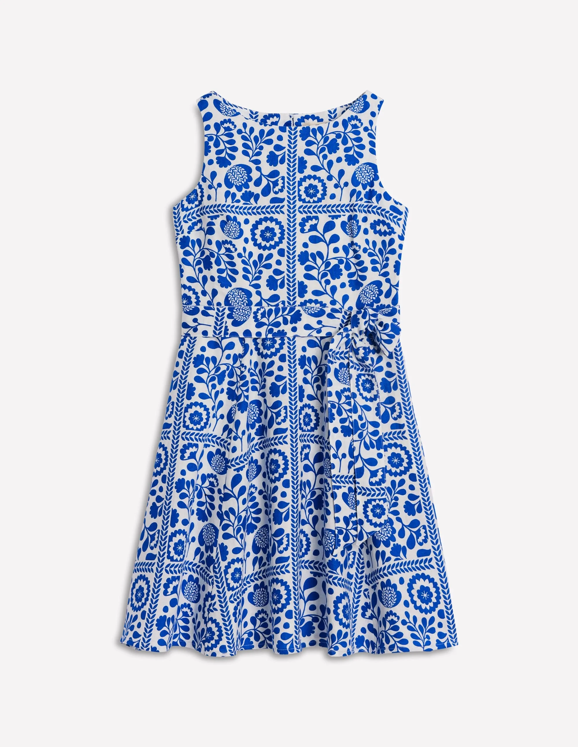 Anya Sleeveless Linen Dress-Gallery Blue. Walled Garden