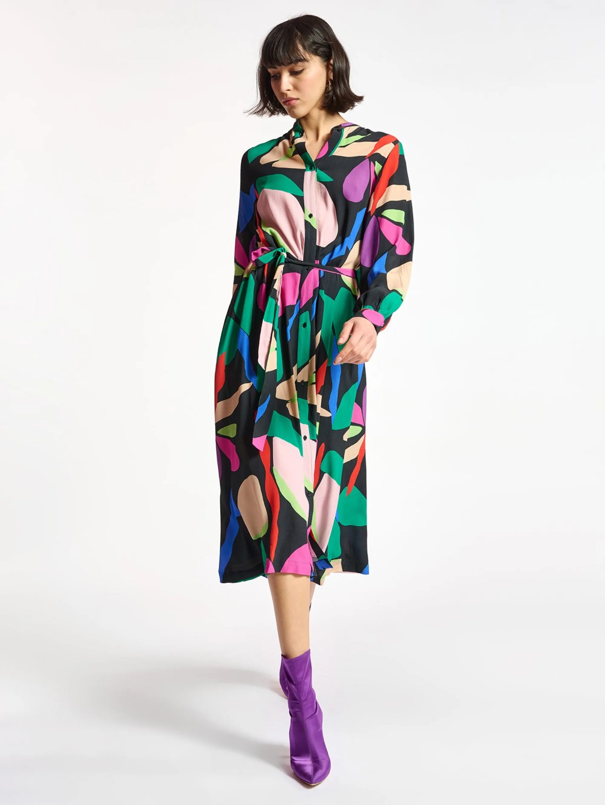 Black Midi Chemisier Dress
