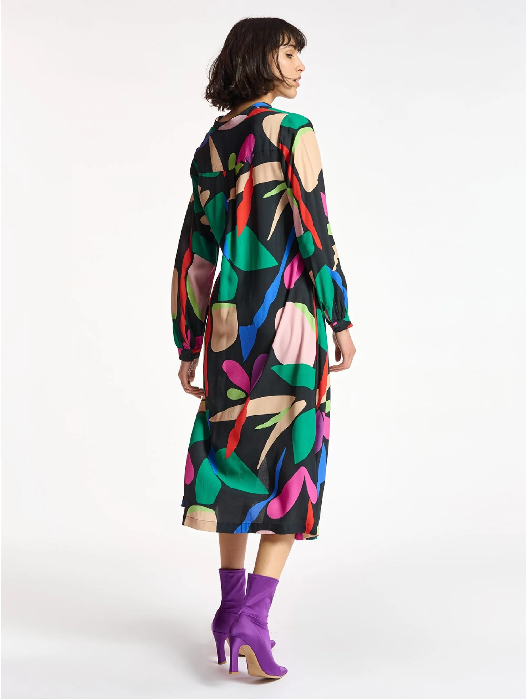 Black Midi Chemisier Dress