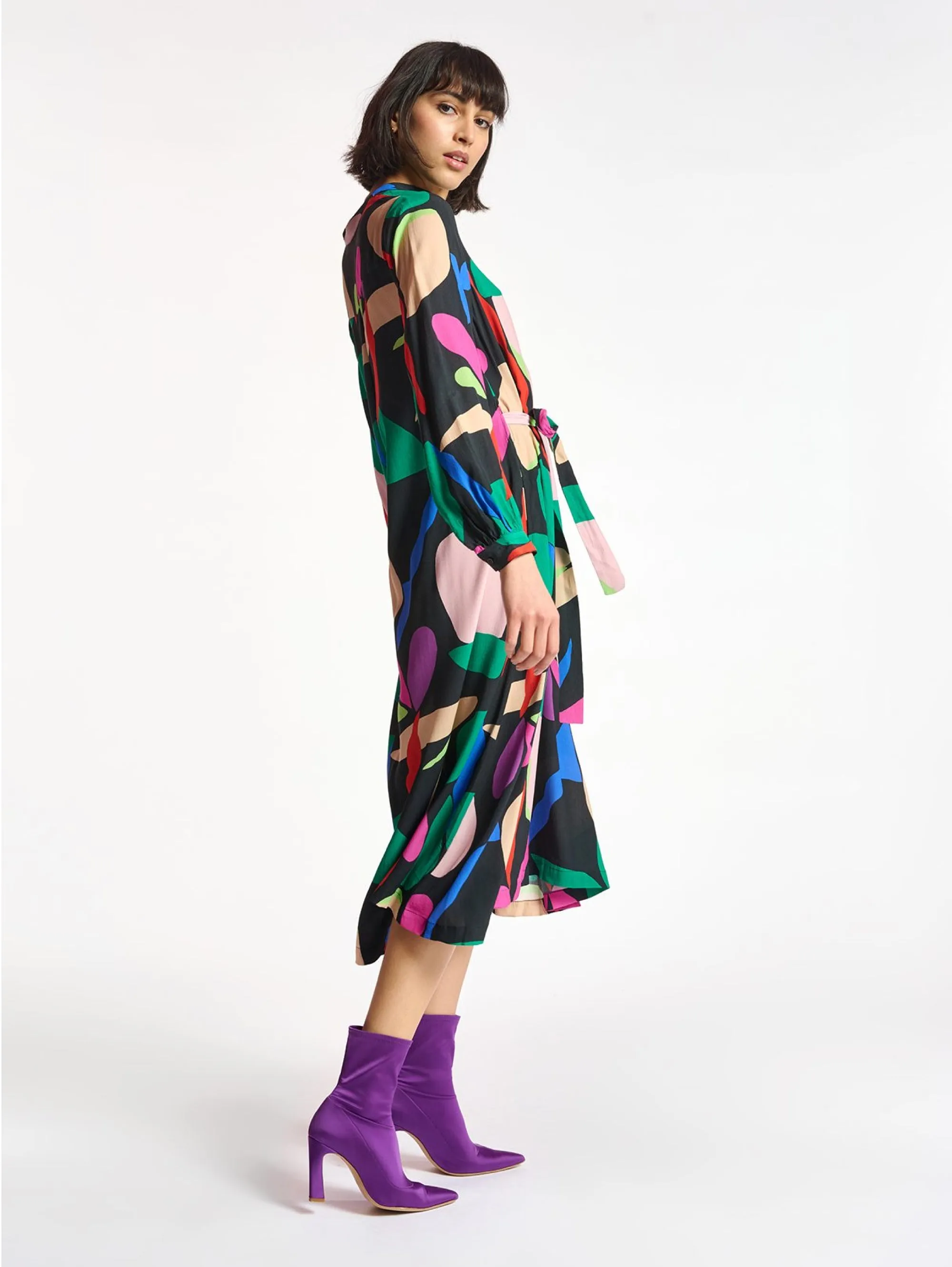 Black Midi Chemisier Dress