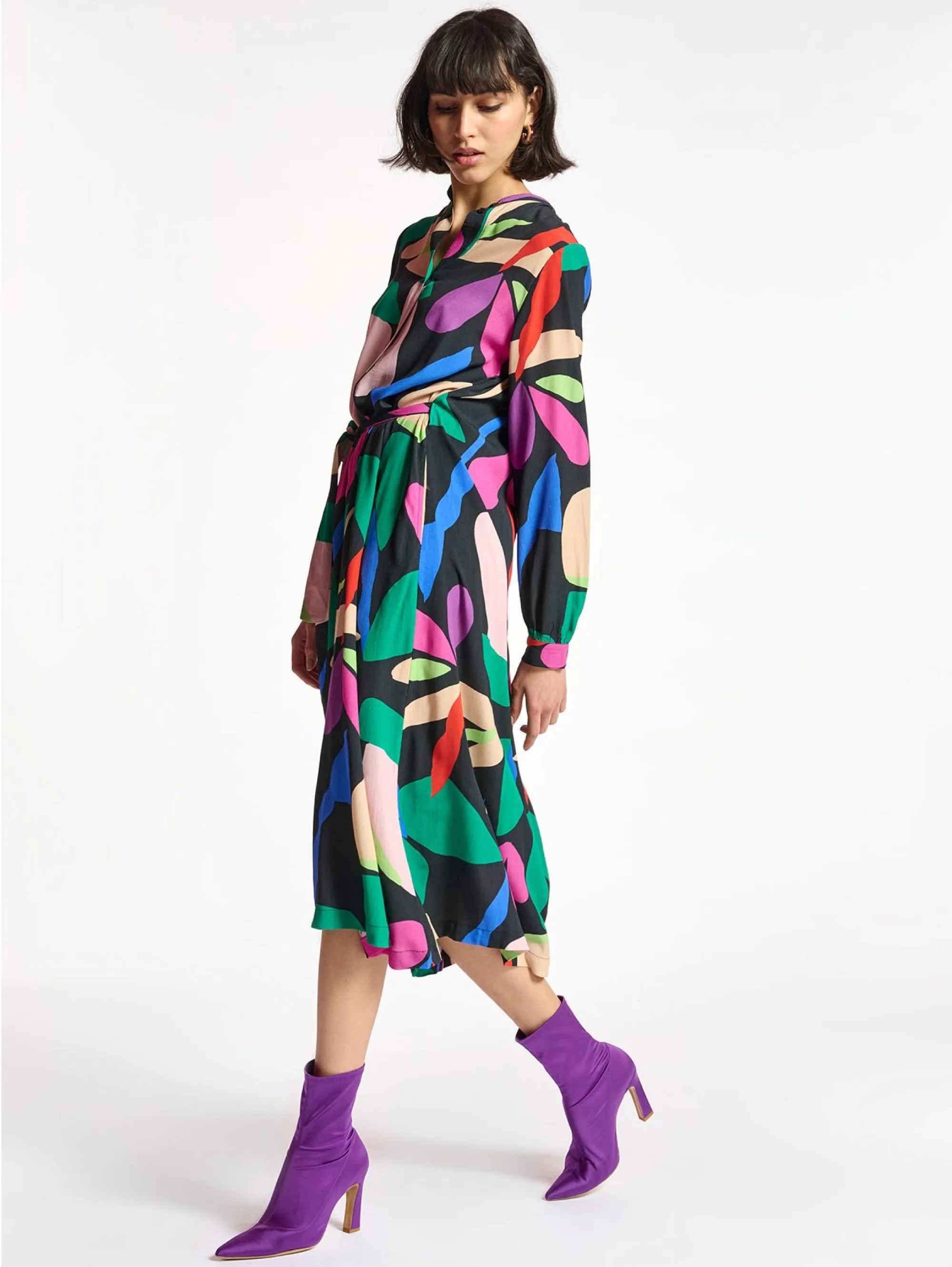 Black Midi Chemisier Dress