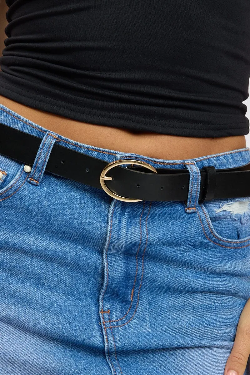 Black Oval Buckle Belts