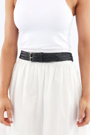 Black Oversized Woven Belt
