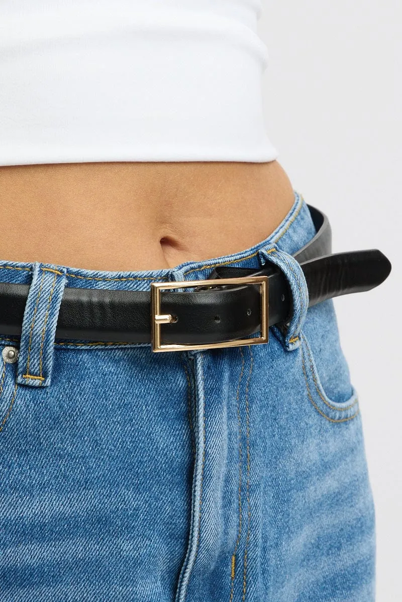 Black Rectangle Buckle Belts