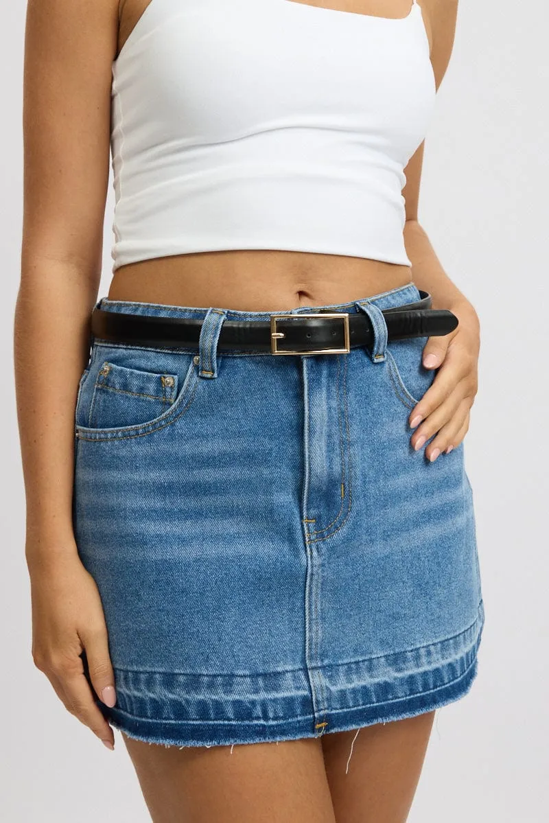 Black Rectangle Buckle Belts