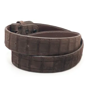 Brown Nubuck Crocodile Belt Straps