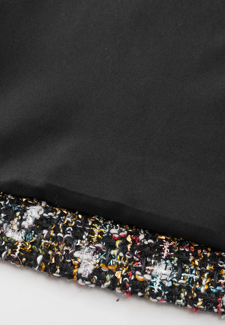 Checked Charm-detail Chain Belt Tweed Dress