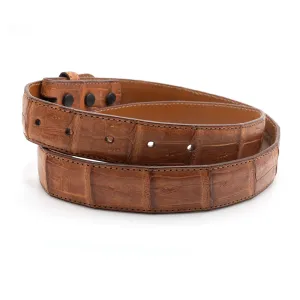 Cognac Caiman Tail Crocodile Belt Straps