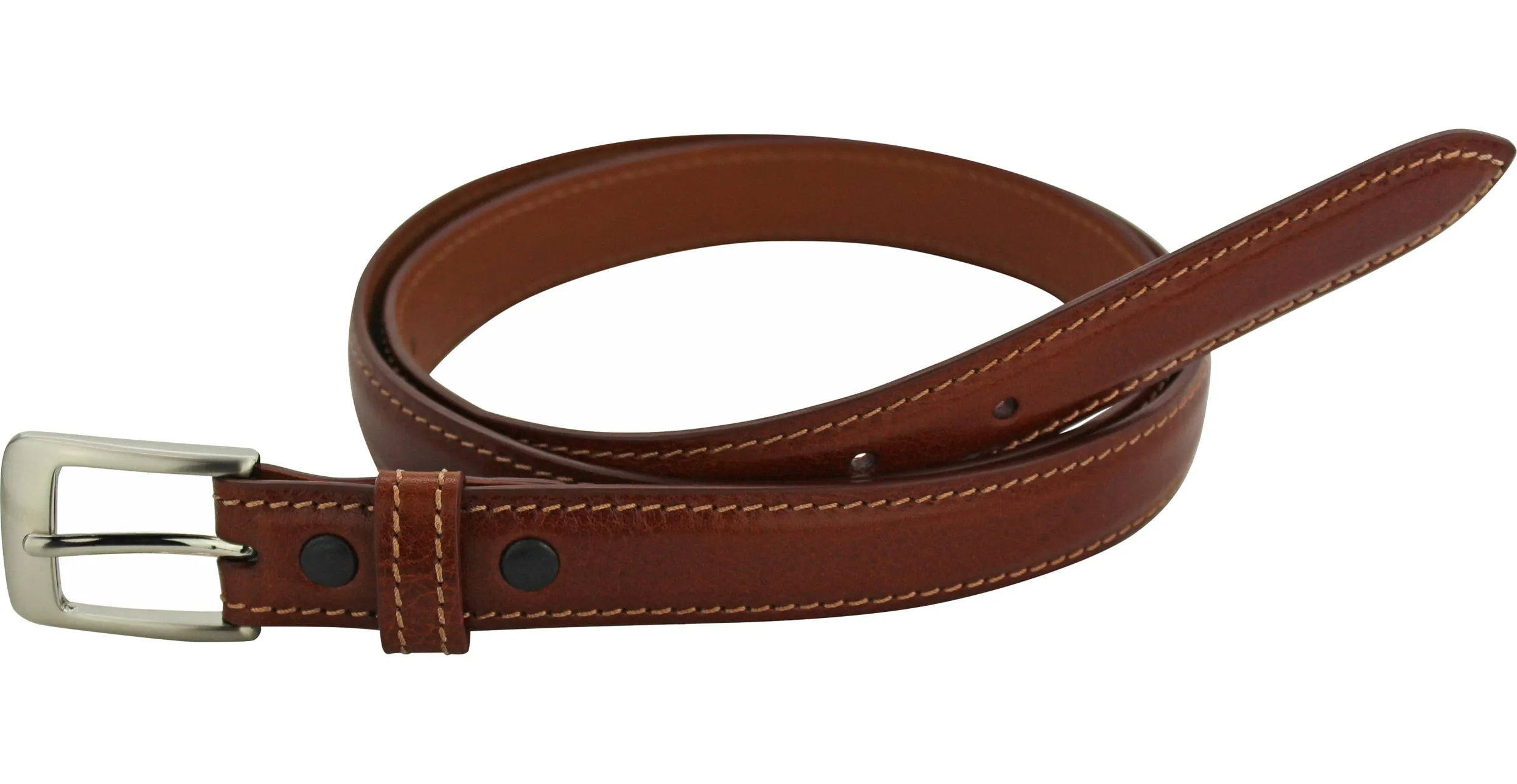 Cognac Italian Calf Leather Dress Belt - 1" Wide Full Grain **Made To Order Allow 5 To 6 Weeks To Ship