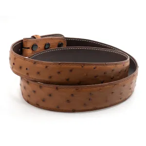 Cognac Saddle Finish Full Quill Ostrich Belt Straps