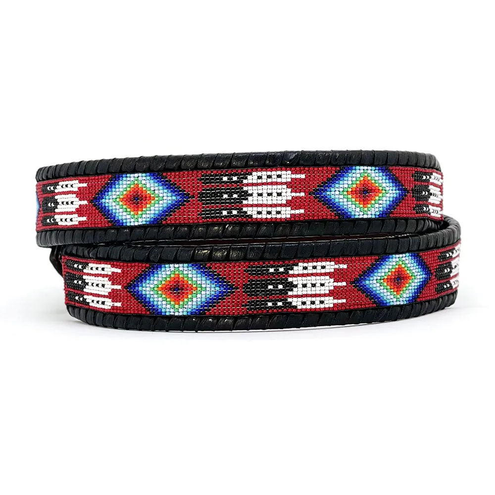 Diamonds and Feathers Beaded Belt