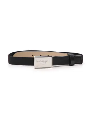 Dolce & Gabbana Kids Logo Engraved Buckle Belt