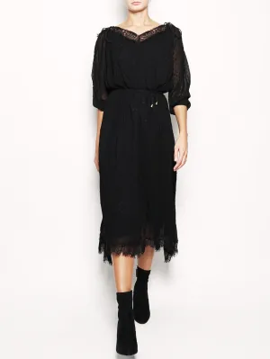 Dress with Black Lace Neckline