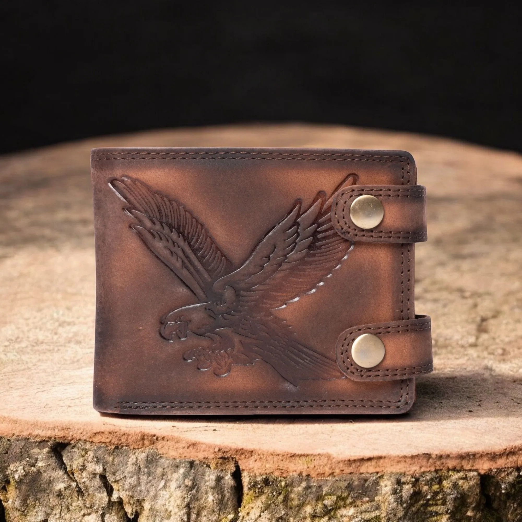 Eagle's Crest Wallet - Black Full Grain Distressed Leather Wallet
