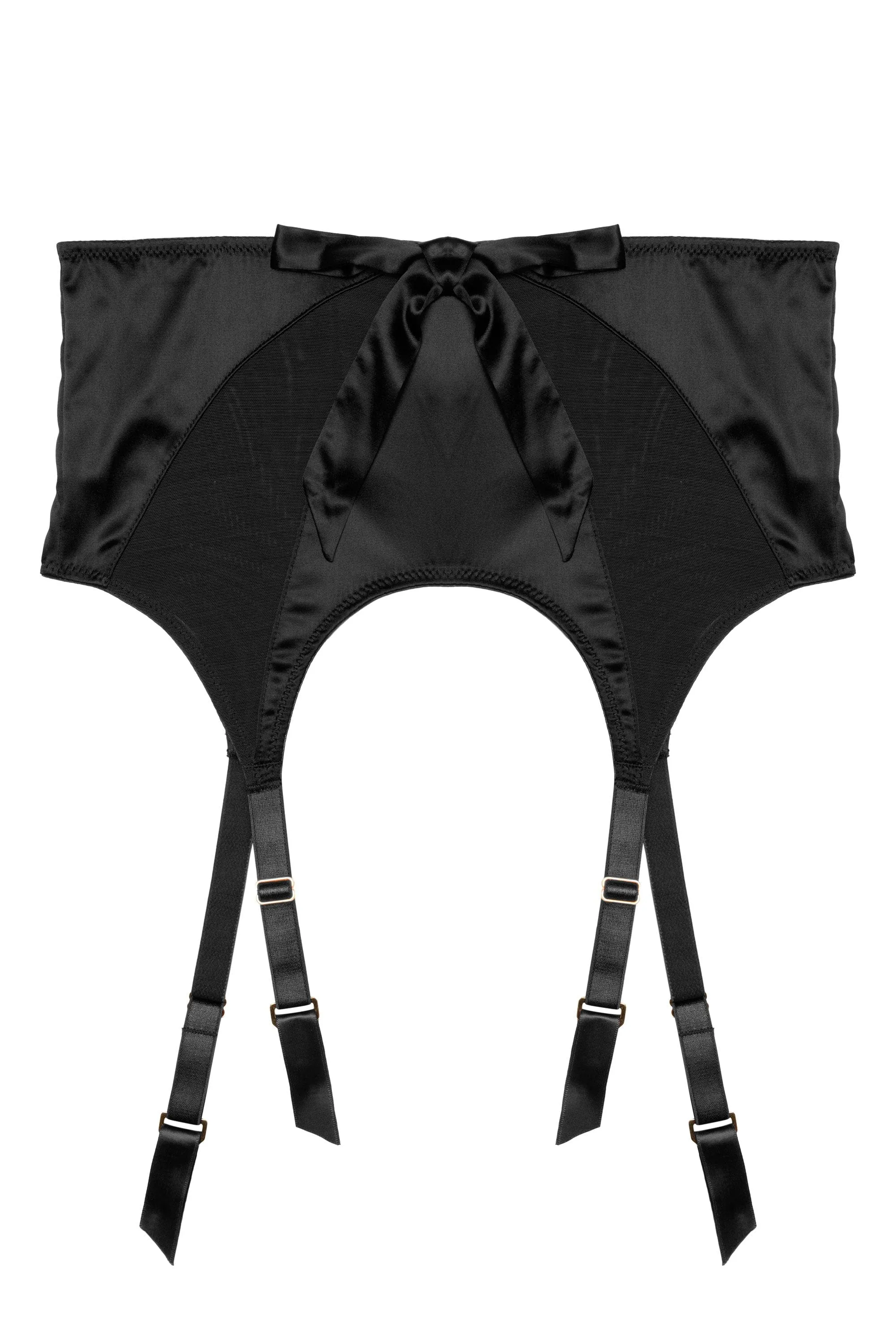 Etta Black Mesh And Satin Suspender Belt