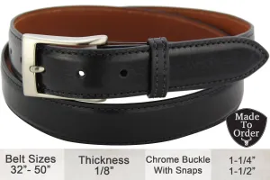 Full Grain Black Italian Calf Leather Designer Belt **Made To Order Allow 5 To 6 Weeks To Ship