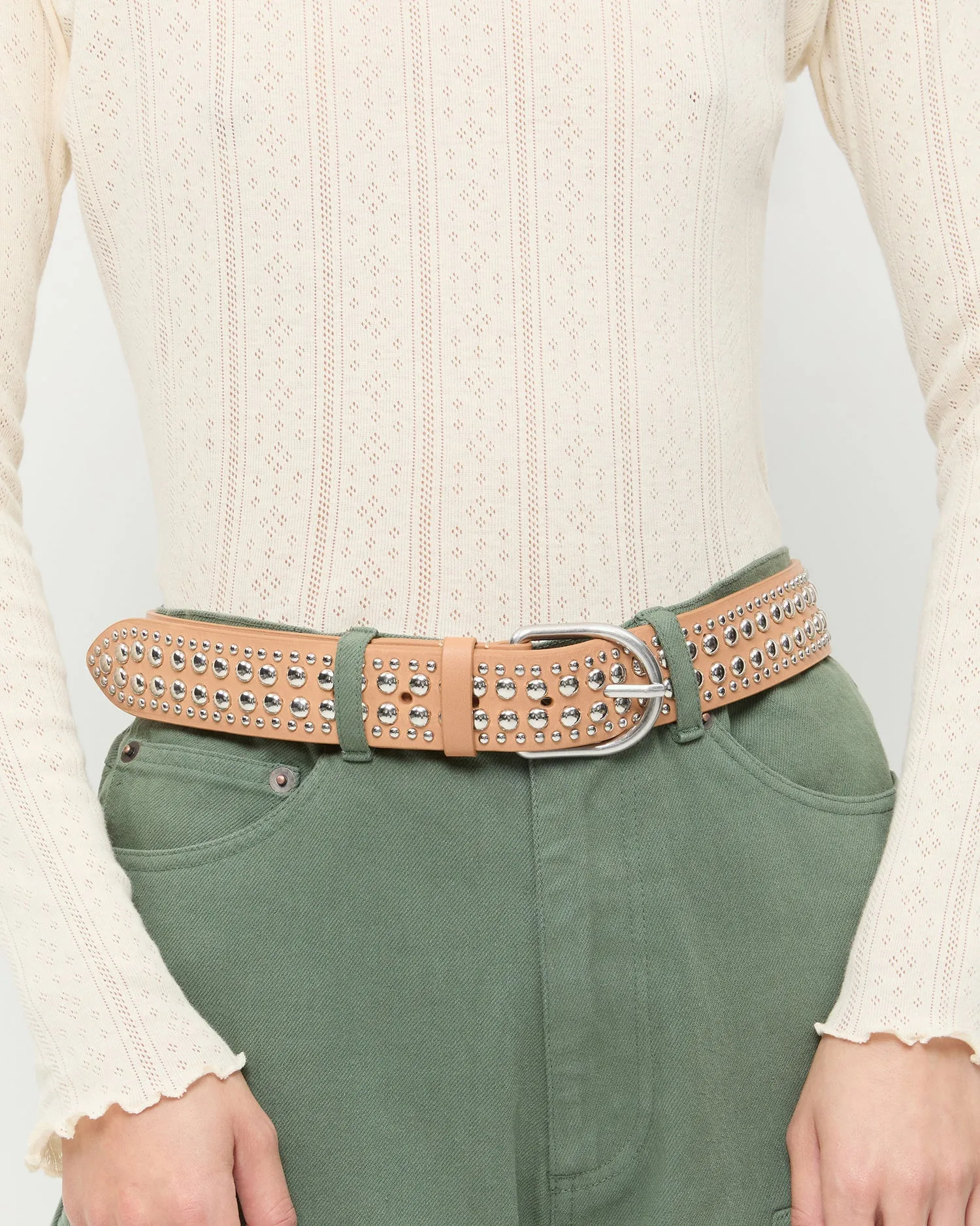 Isaac Honey/Silver Studded Belt