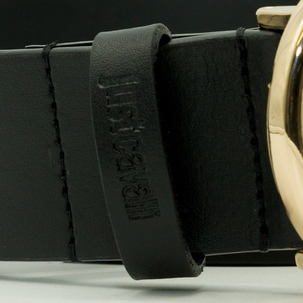 Just Cavalli Tiger Head Plaque Buckle Belt
