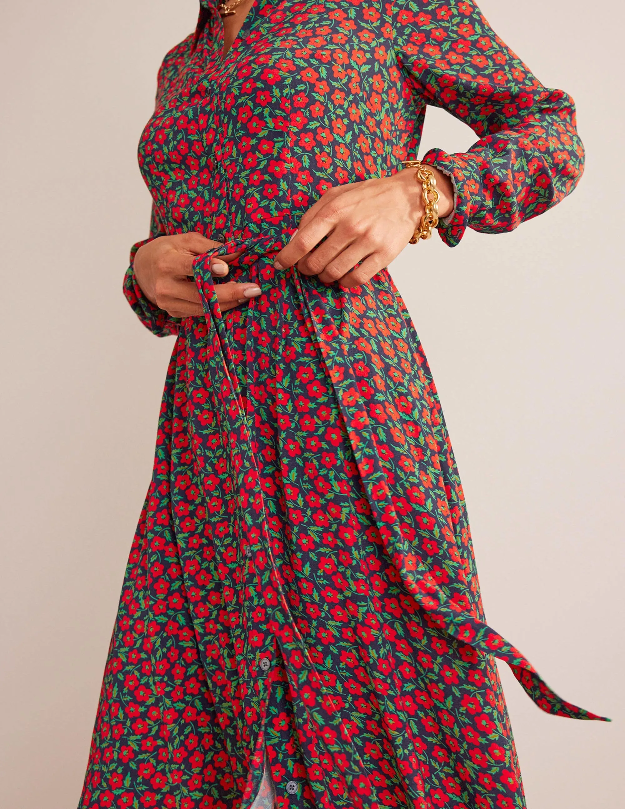 Kate Midi Shirt Dress-Hot Pepper, Petal Pop