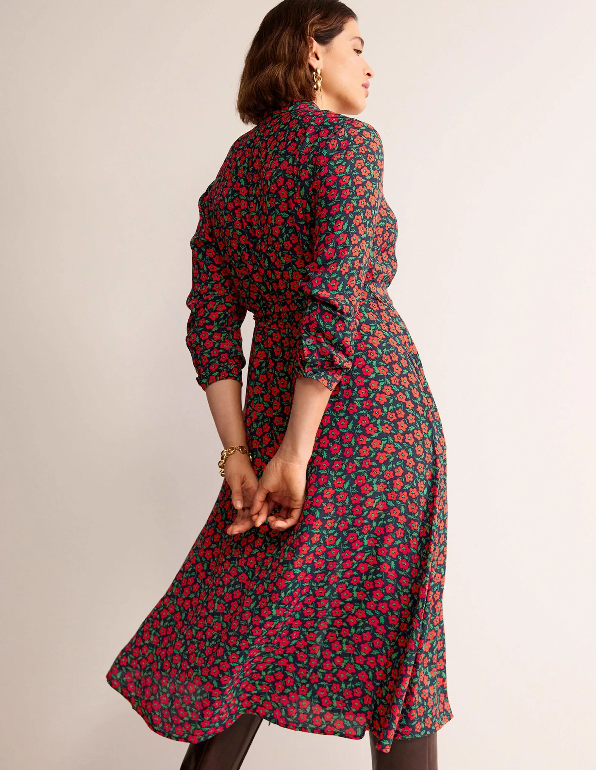 Kate Midi Shirt Dress-Hot Pepper, Petal Pop