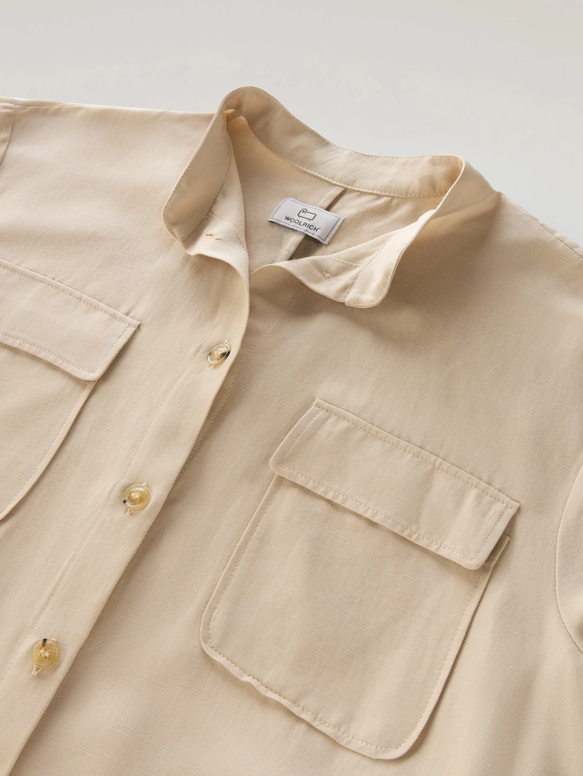 Linen Shirt Dress with Beige Belt