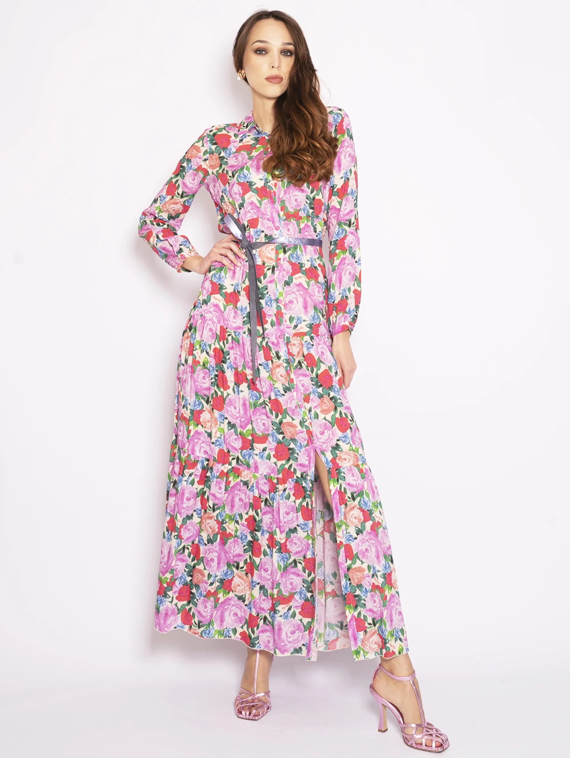 Long Dress with Belt Chemisier Tula Multicolor