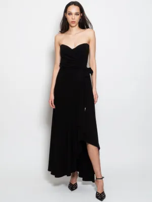 Long Dress with Black Sweetheart Neckline