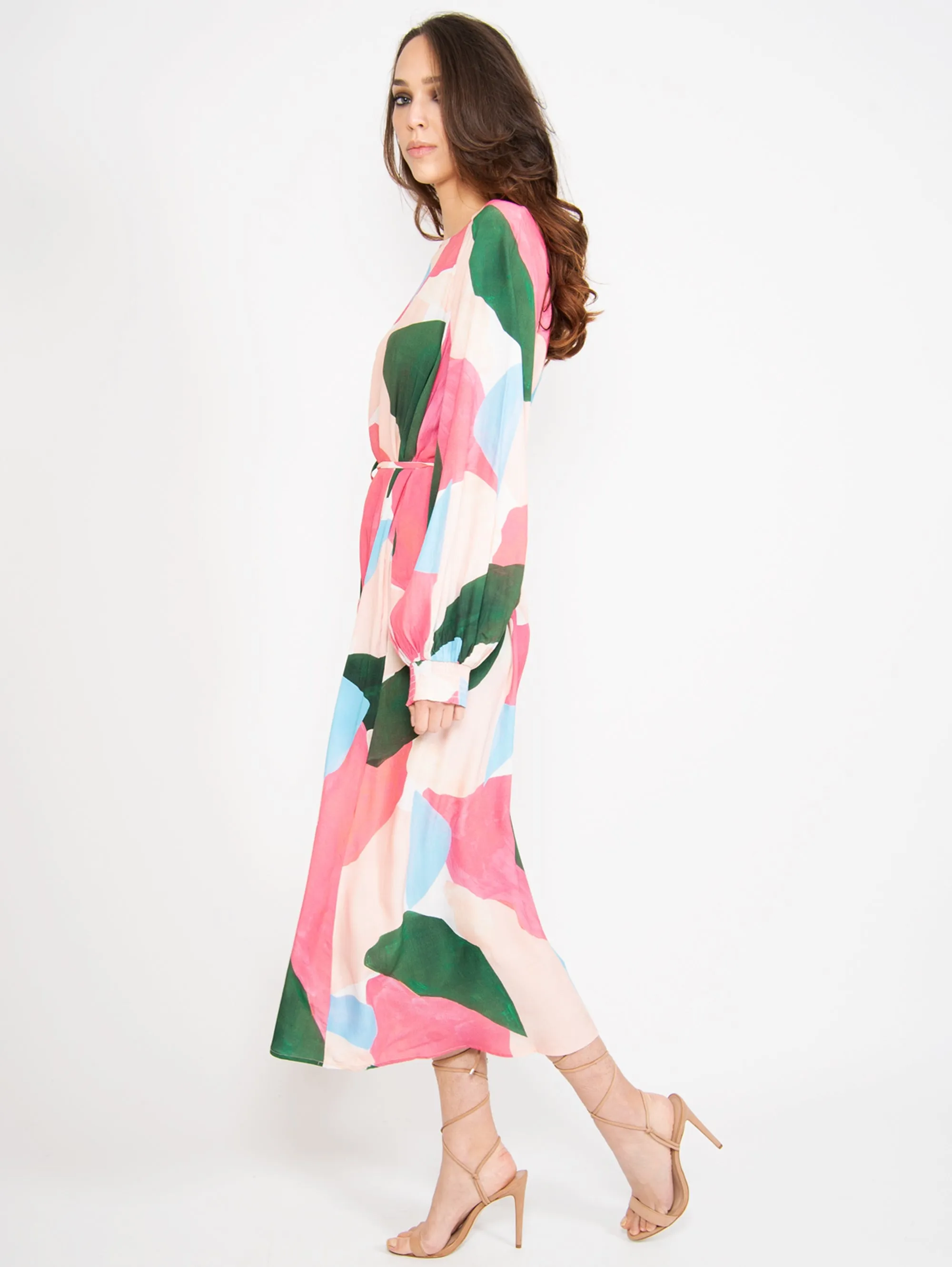 Long Dress with Multicolor Print