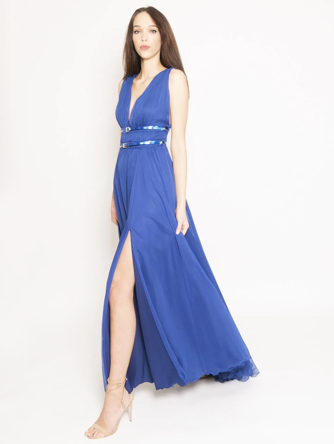 Long empire dress.