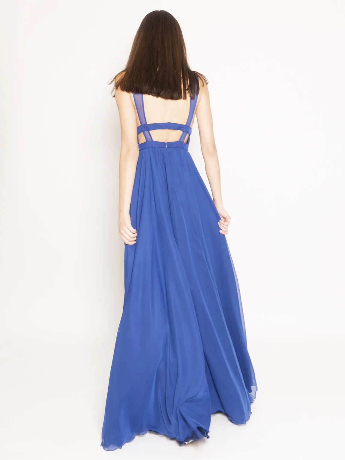 Long empire dress.