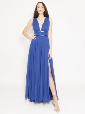 Long empire dress.