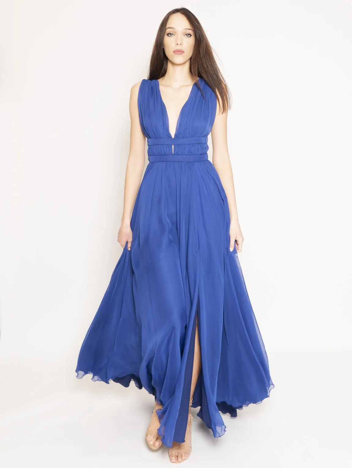 Long empire dress.