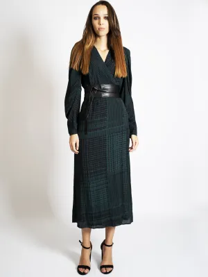 Long Houndstooth Green / Black Dress