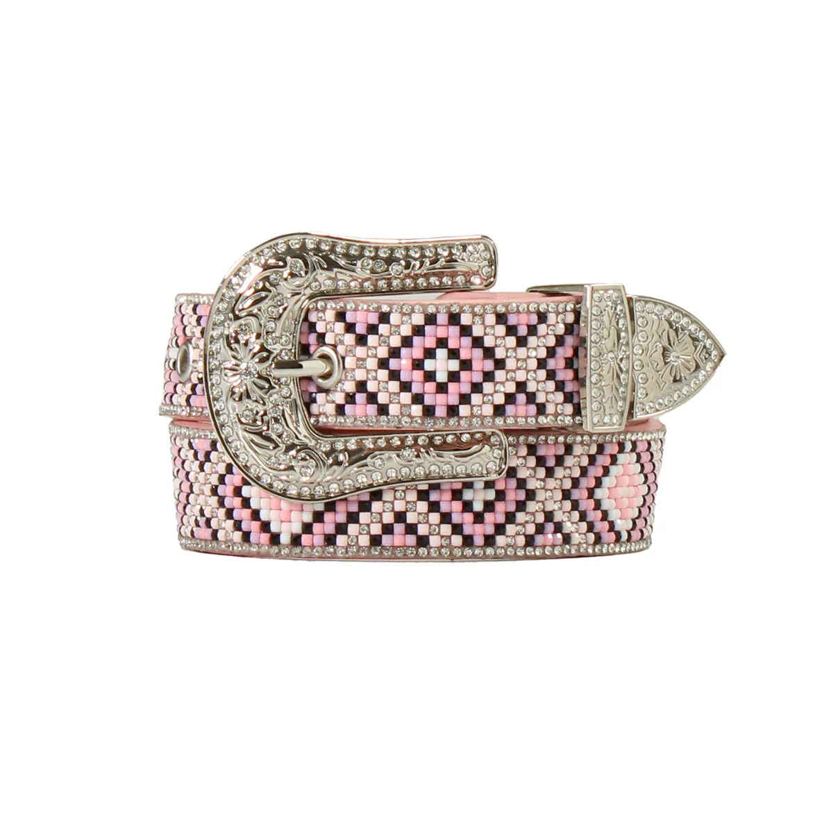 M&F Angel Ranch Kids Belt 1 1/4 Resin Beads Crystals Pink D130003930