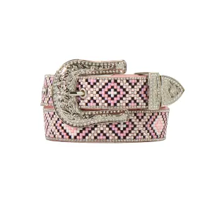 M&F Angel Ranch Kids Belt 1 1/4 Resin Beads Crystals Pink D130003930