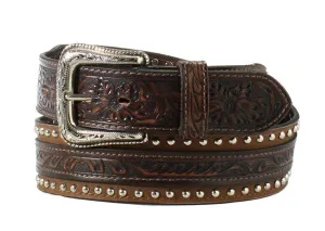 M&F Nocona Western Belt 1 7/8-1 1/2 Floral Overlay in Brown N210006902