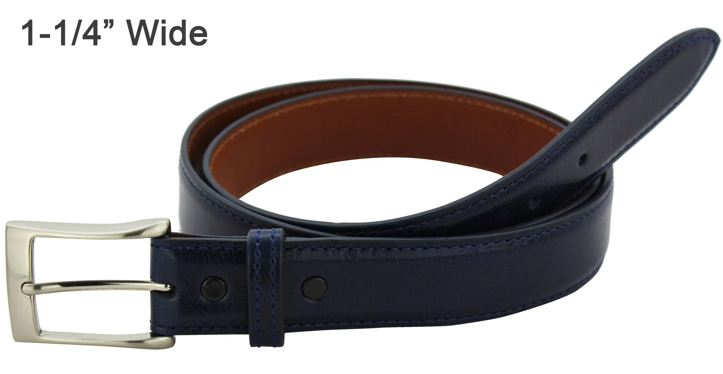 Men's Navy Blue Italian Calf Leather Designer Full Grain Leather Belt **Made To Order Allow 5 To 6 Weeks To Ship