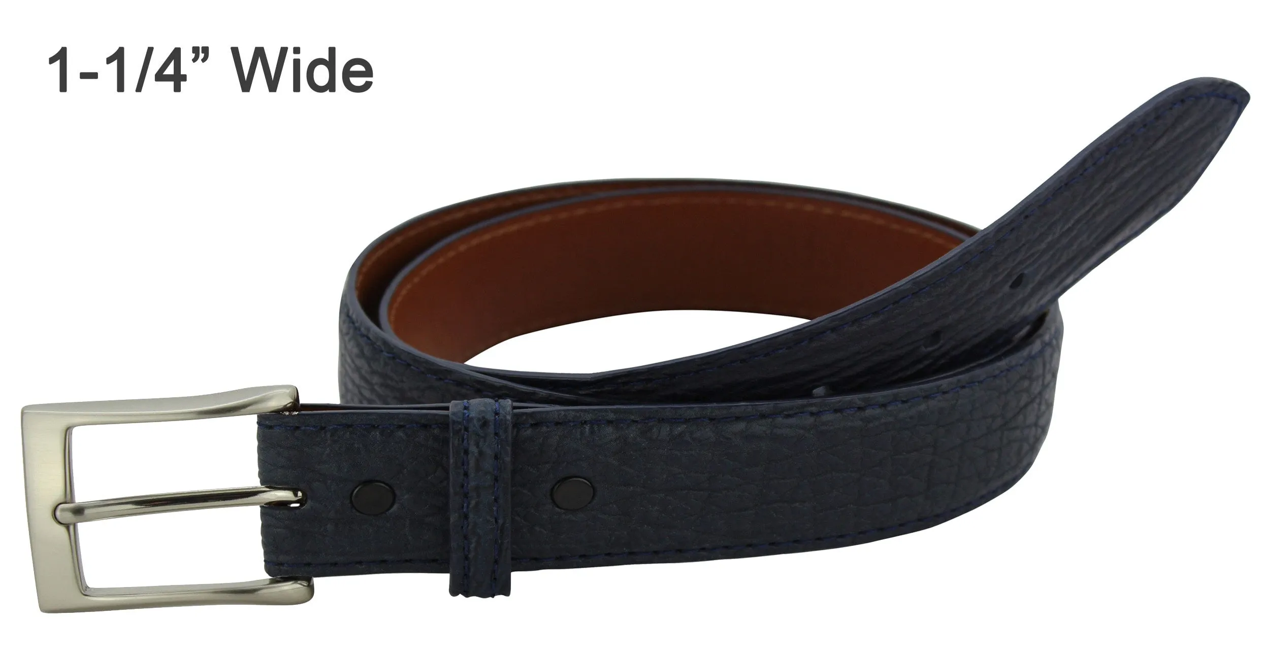 Men's Navy Blue Shark Designer Full Grain Leather Belt **Made To Order Allow 5 To 6 Weeks To Ship