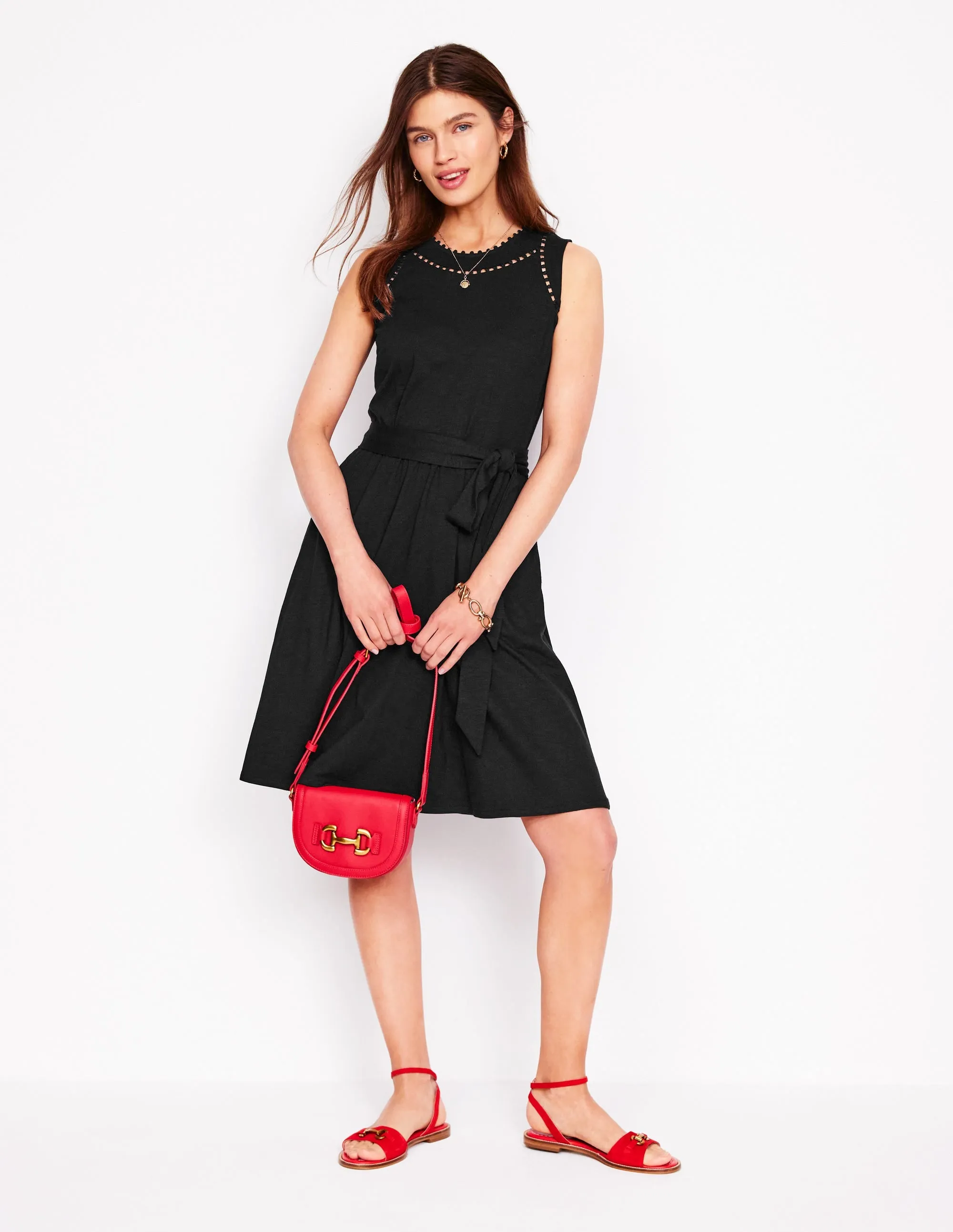 Mila Trim Short Jersey Dress-Black