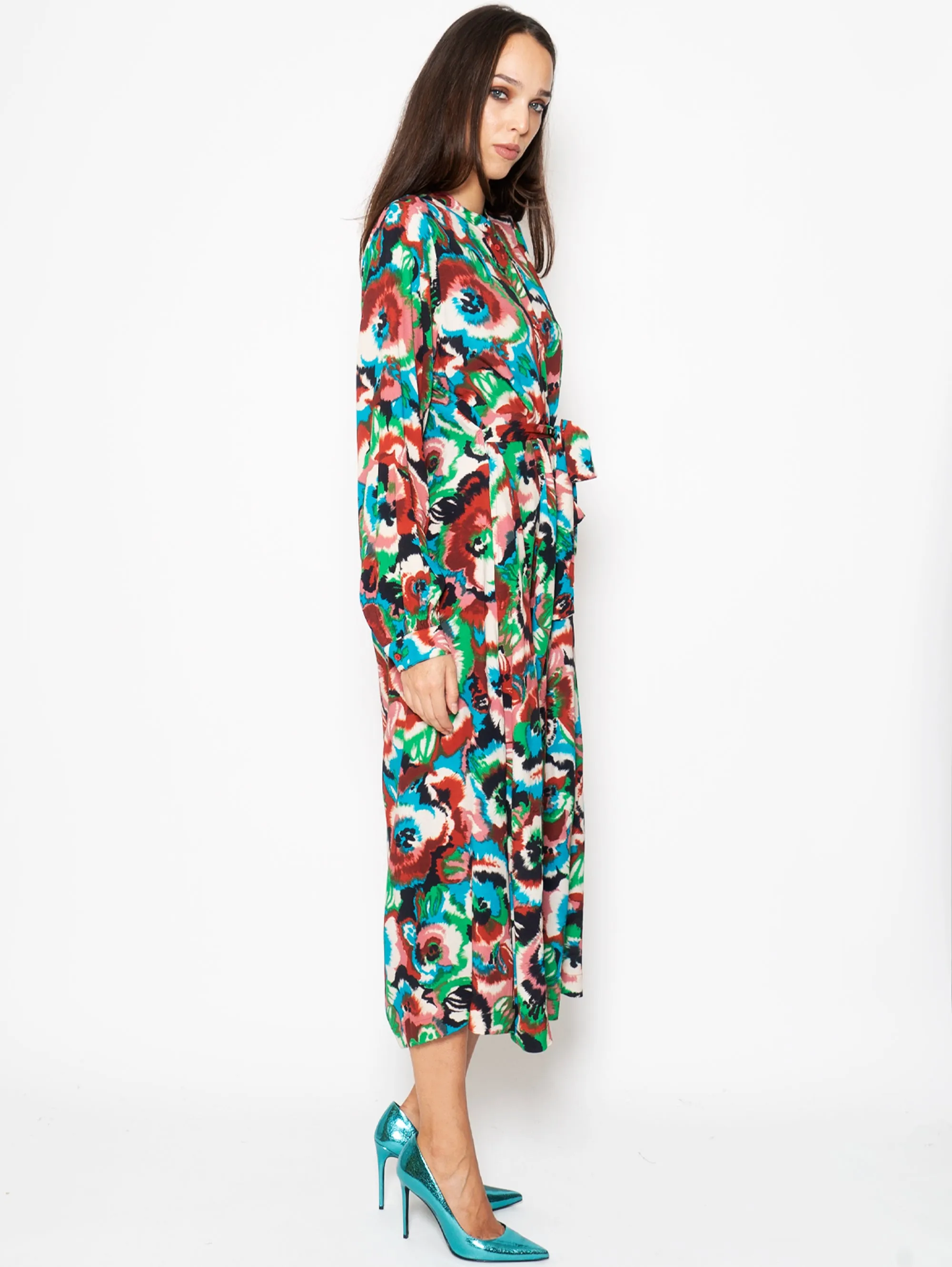 Multicolor Midi Chemisier Dress
