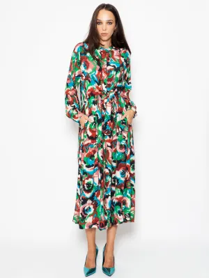 Multicolor Midi Chemisier Dress