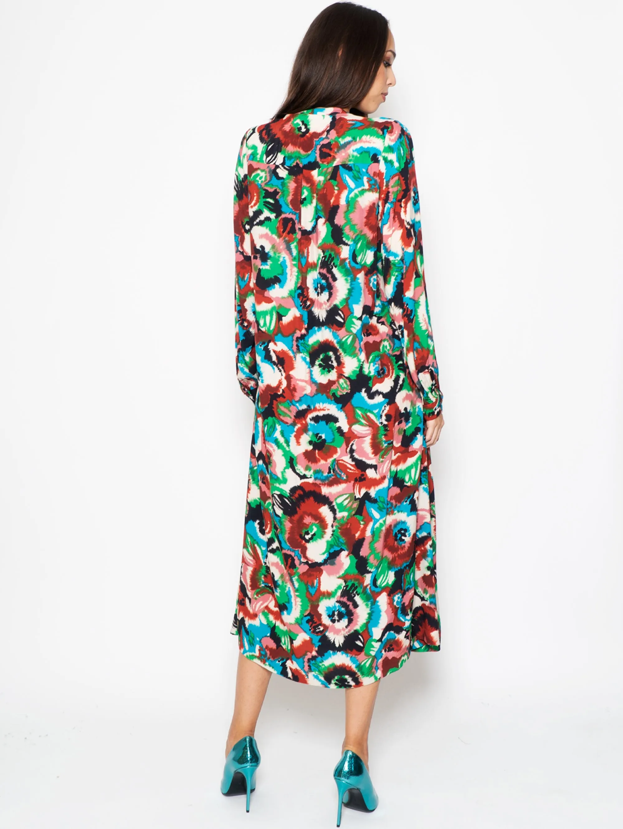 Multicolor Midi Chemisier Dress