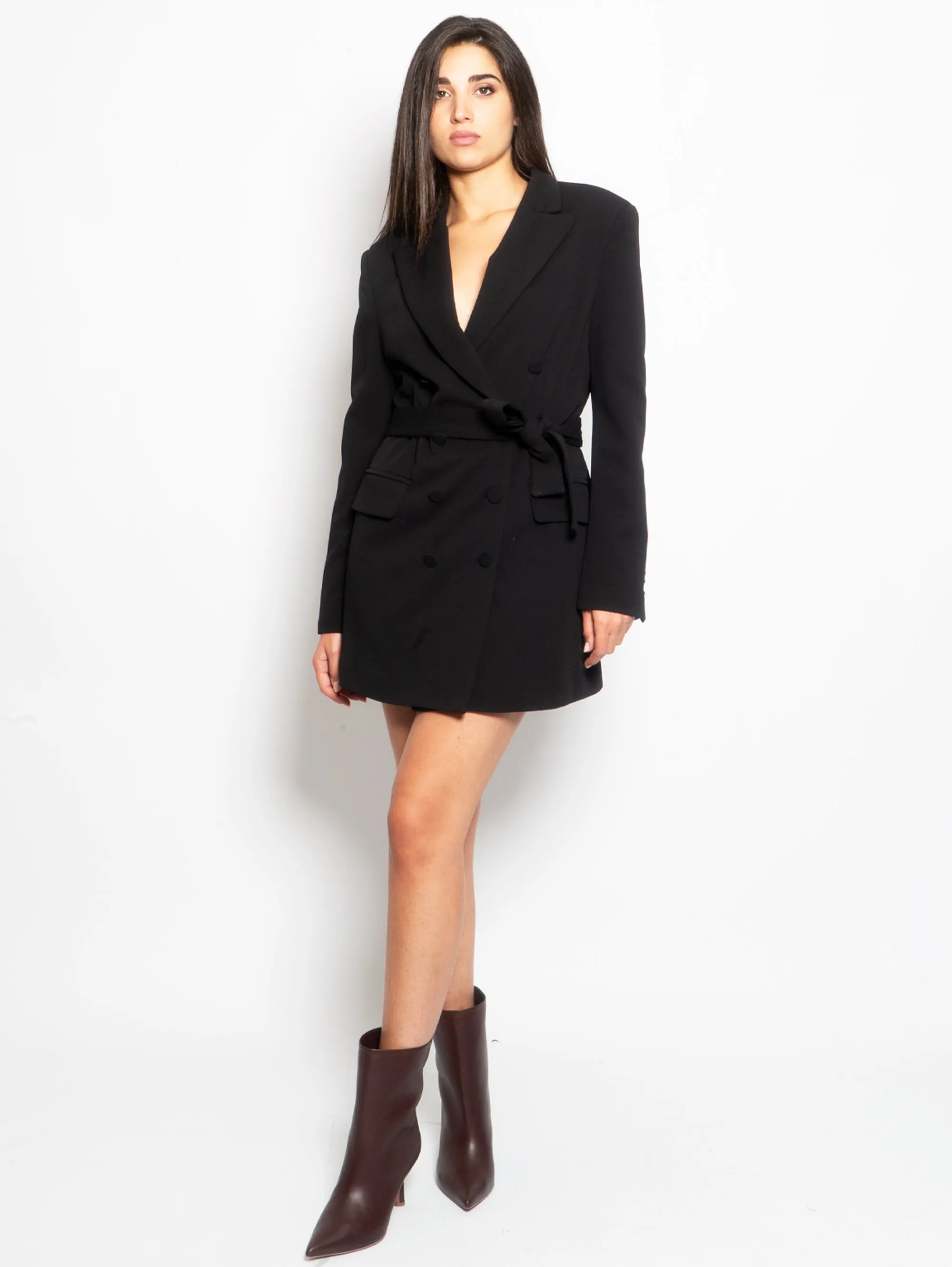 Robe Manteau Double Breasted Black Suit