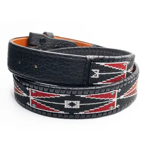 Sioux Saddlebag Black on Black Beaded Belt