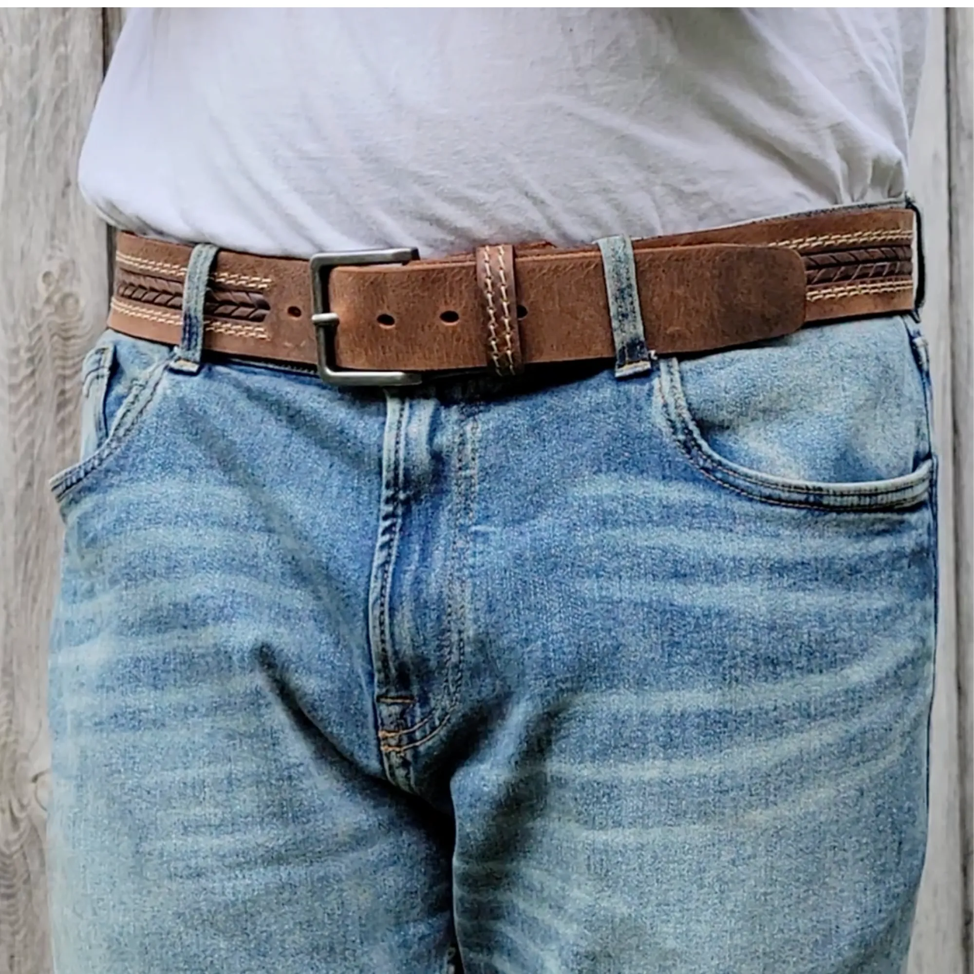 The Purpose Belt - Black Custom Engraved Arrow Patterned 100% Real Leather Belt