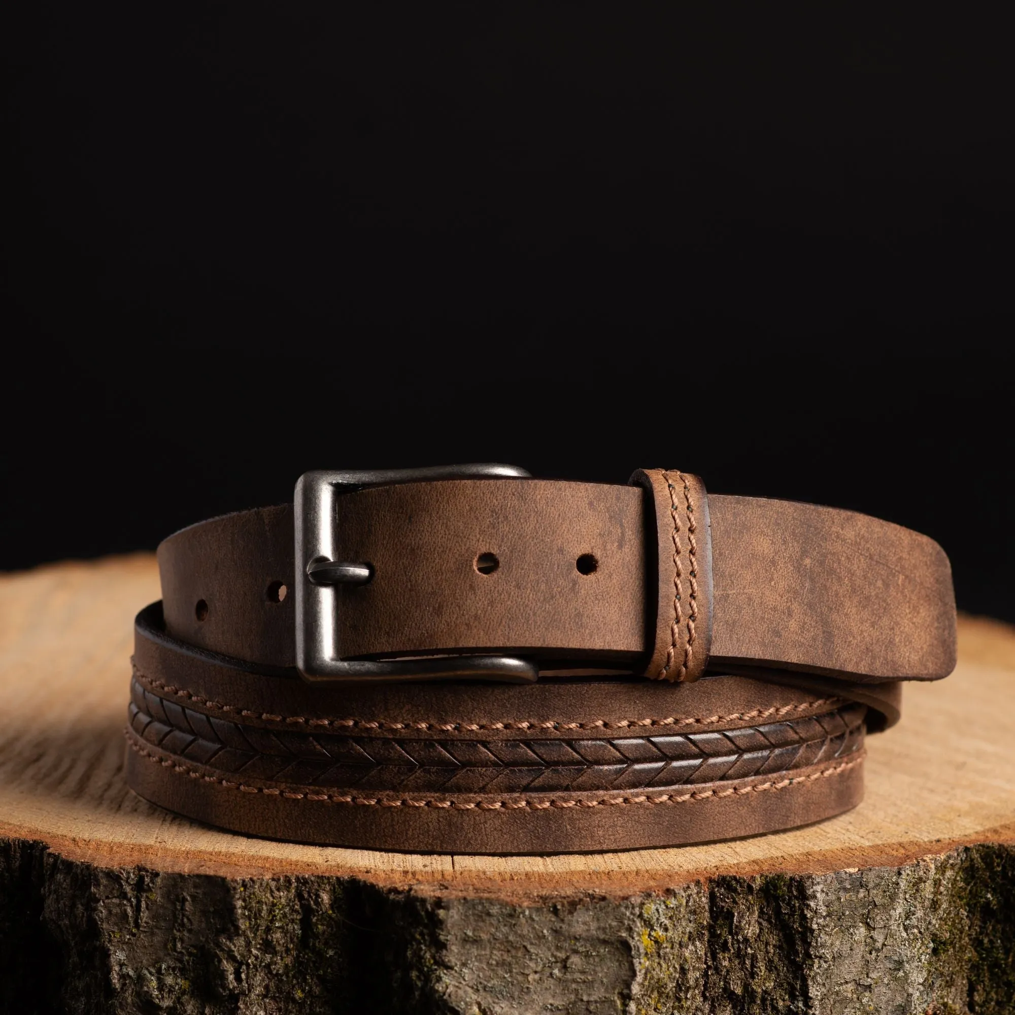The Purpose Belt - Black Custom Engraved Arrow Patterned 100% Real Leather Belt