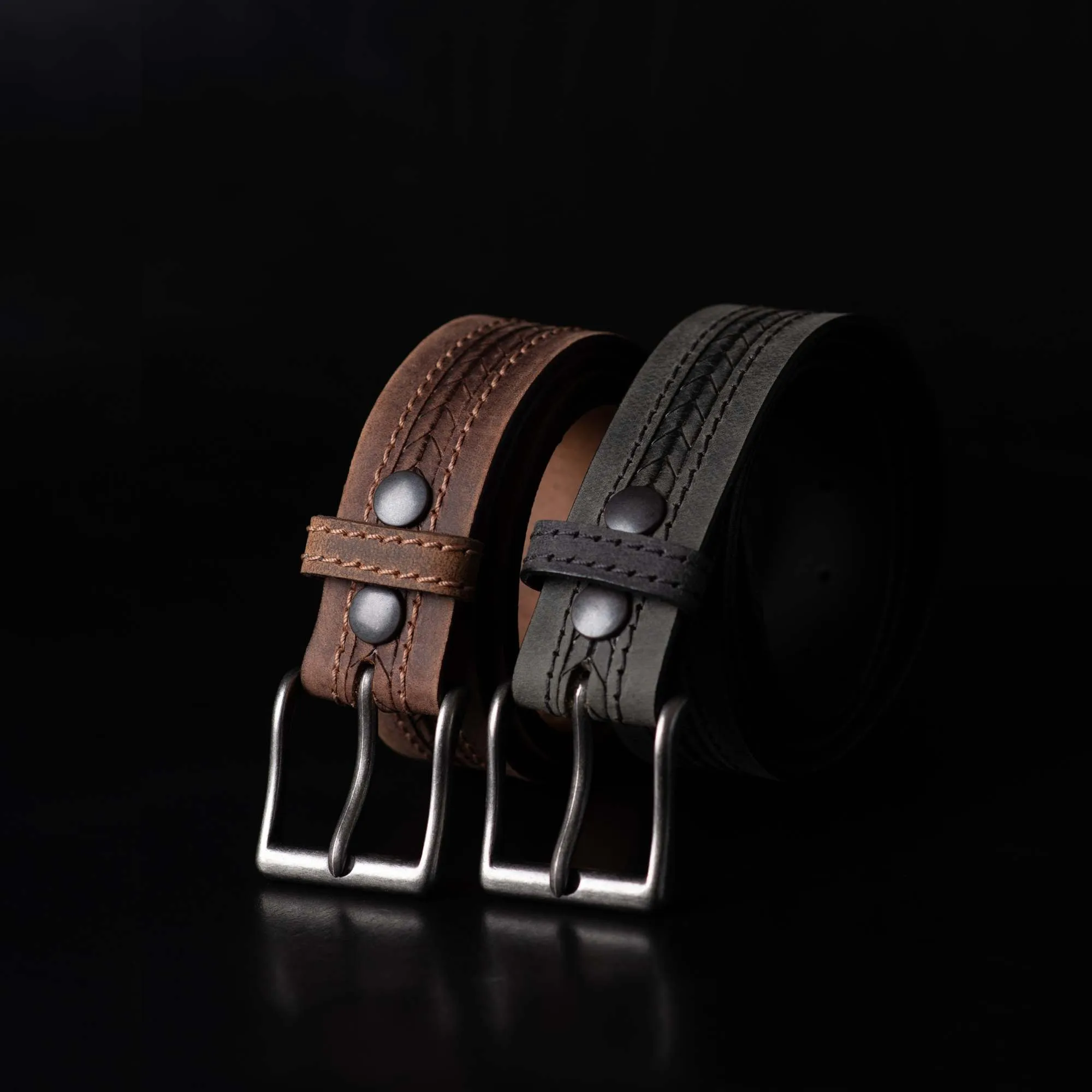 The Purpose Belt - Black Custom Engraved Arrow Patterned 100% Real Leather Belt
